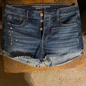 Woman's denim shorts, distressed